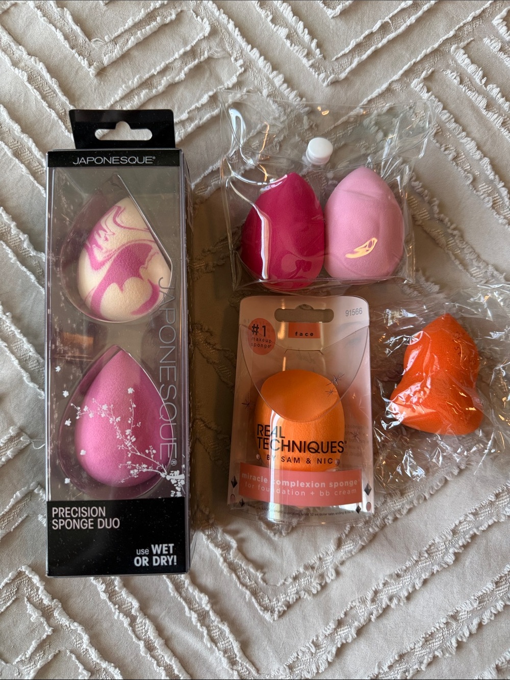 Japonesque Pink Precision Sponge Duo & Real Techniques Orange Complexion Sponge
